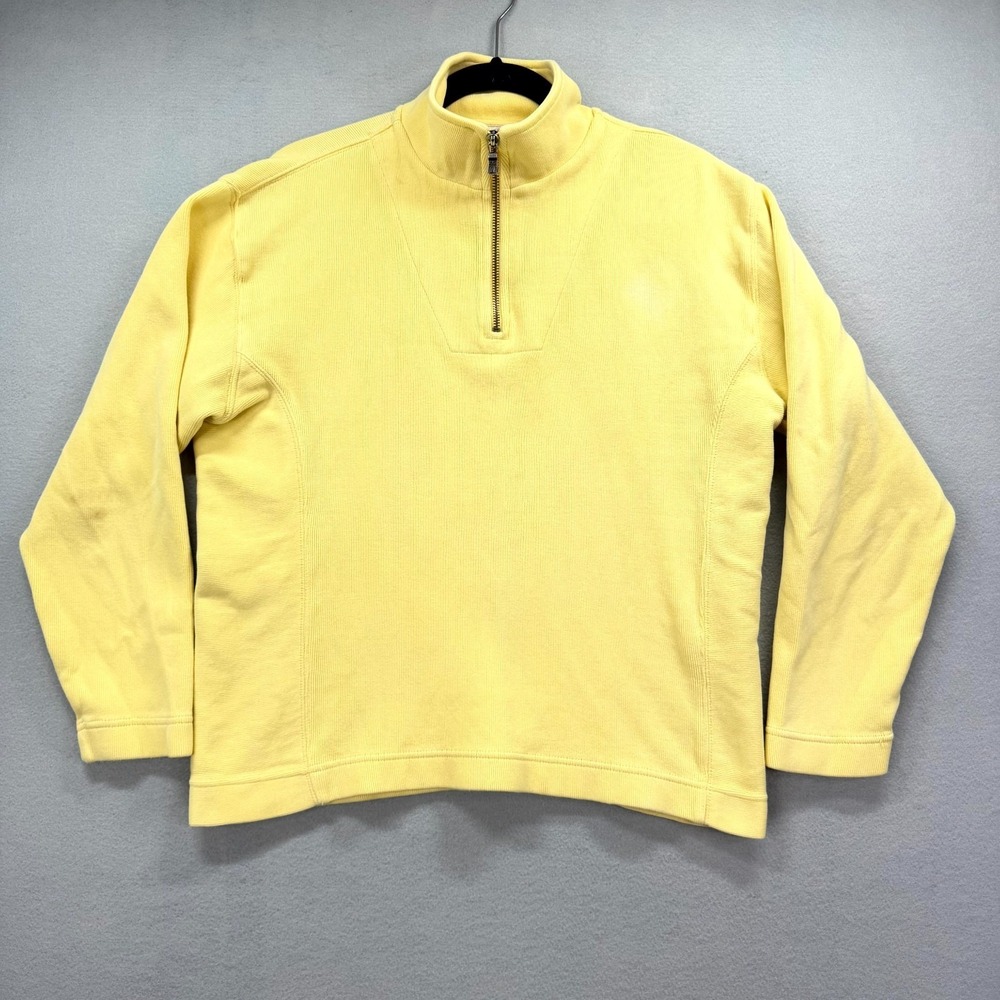 Tommy Bahama Quarter Zip Sweater Womens Small (4/6) Yellow Long Sleeve Mock Neck